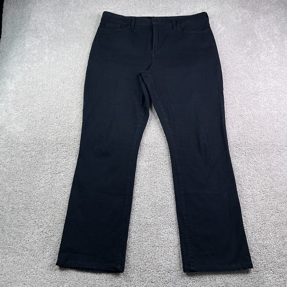 NYDJ Jeans Womens 16 Short Black Straight Leg High Waist Stretch Denim USA Made
